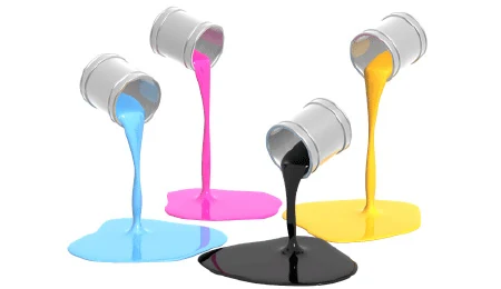 Cyan, magenta, yellow and black inks, the litho colour set