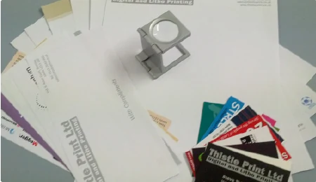 Thistle Print letterheads, compliment slips and business cards with a linen tester